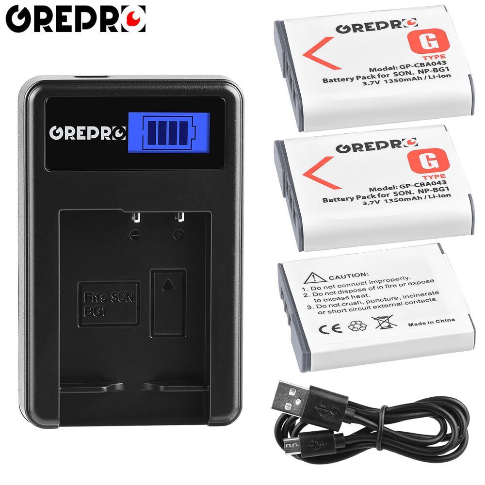 3 Pin 1350mAh NP-BG1 NPBG1 + Bộ sạc pin NP BG1 cho Sony DSC-N1 DSC-N2 DSC-H9 DSC-H10 DSC-H20 DSC-H50 DSC-W130 W120 Màu sắc: 3B có Bộ sạc