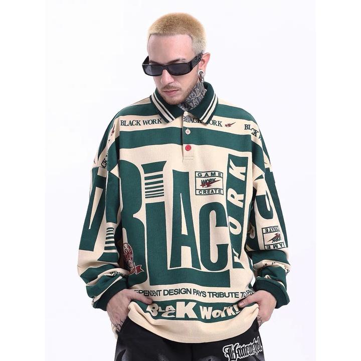 Áo Sweater Polo Nỉ Nam Nữ Dài Tay BLACK WORK Phối Màu Siêu Hot Forkeshop