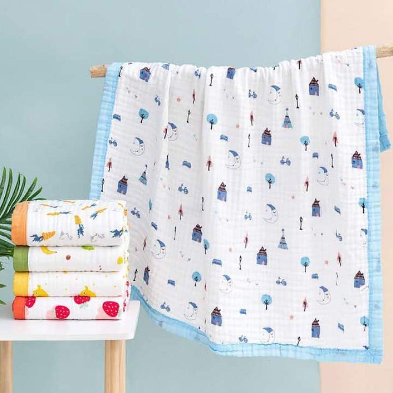 Khăn Xô Bo Viền 6 lớp,vải cotton,khổ to rộng 1,1mx1,2met