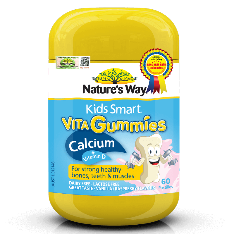 Kẹo Dẻo Canxi Nature’s Way Kids Smart Vita Gummies Calcium + Vitamin D Bổ Sung Dưỡng Chất Cần Thiết Cho Bé - Hộp 50 Viên