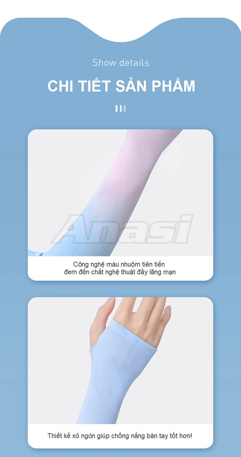 Găng tay chống nắng Anasi Ombre xỏ ngón cho nữ OB34 - Anasi Ombre Sun Protection Sleeves