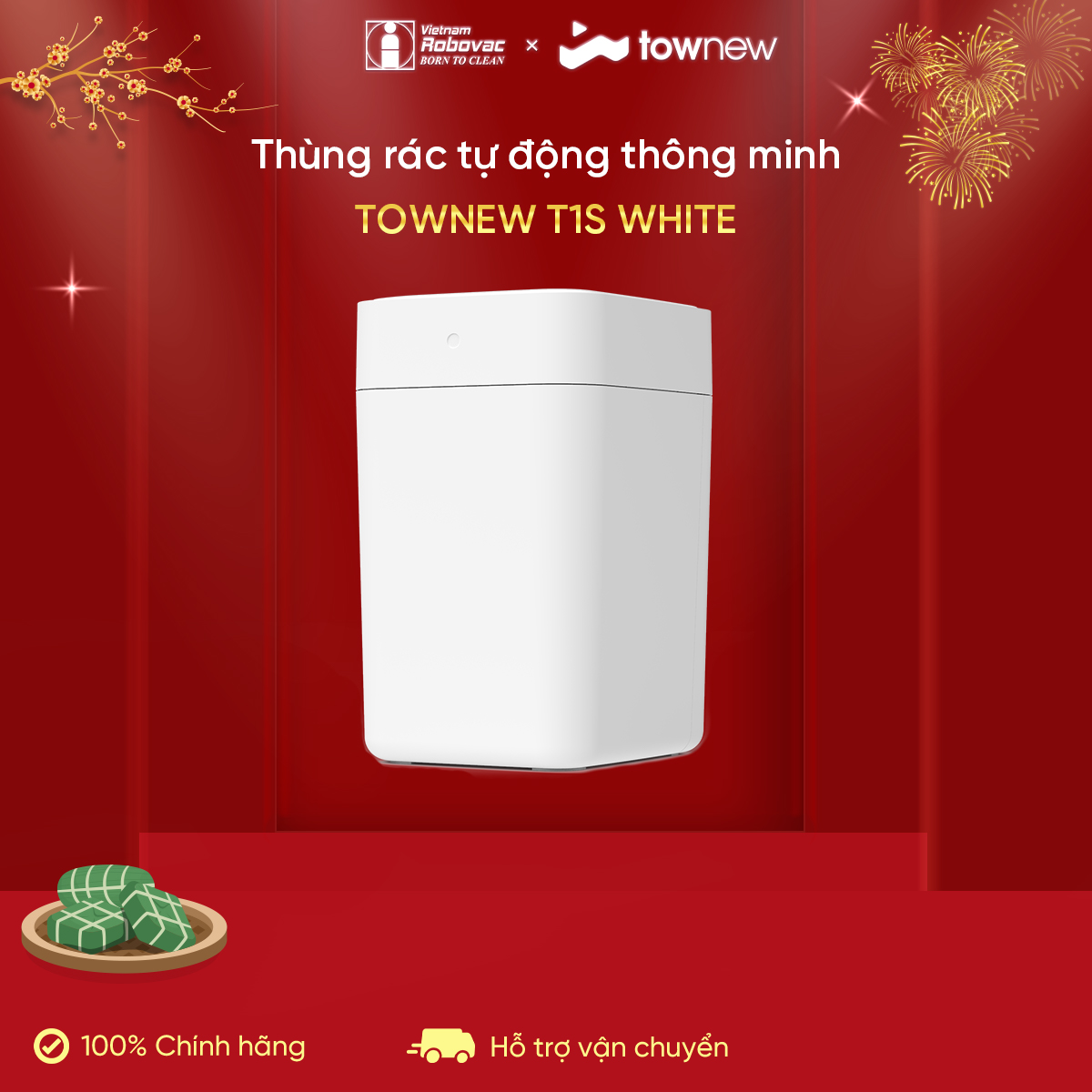 Thùng rác thông minh TOWNEW T1S - Tự động đóng gói và thay túi rác - Bản Quốc Tế - Hàng Chính Hãng
