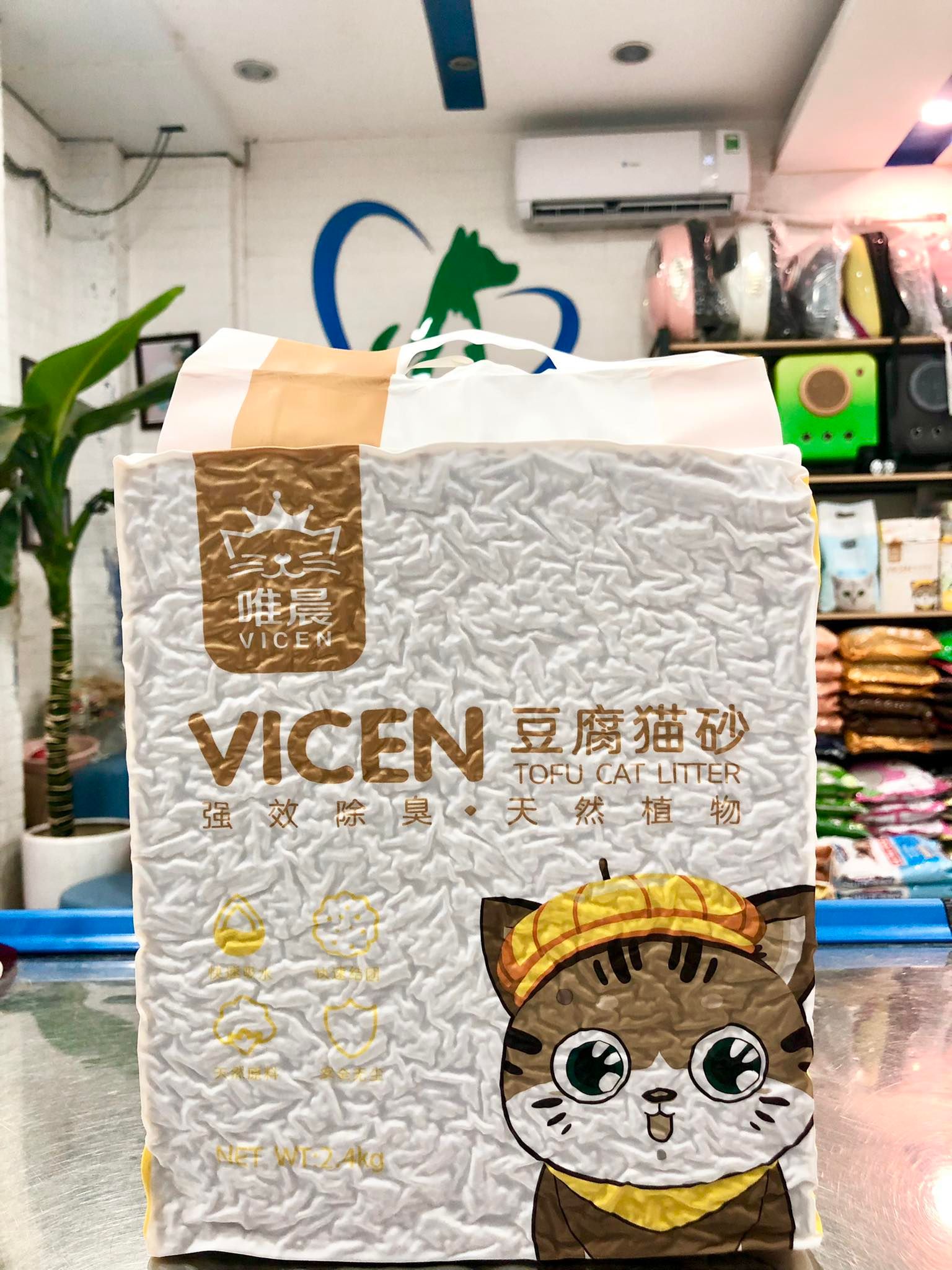 Cát đậu phụ dành cho mèo VICEN TOFU(Túi 2.4kg)(Mùi ngẫu nhiên)