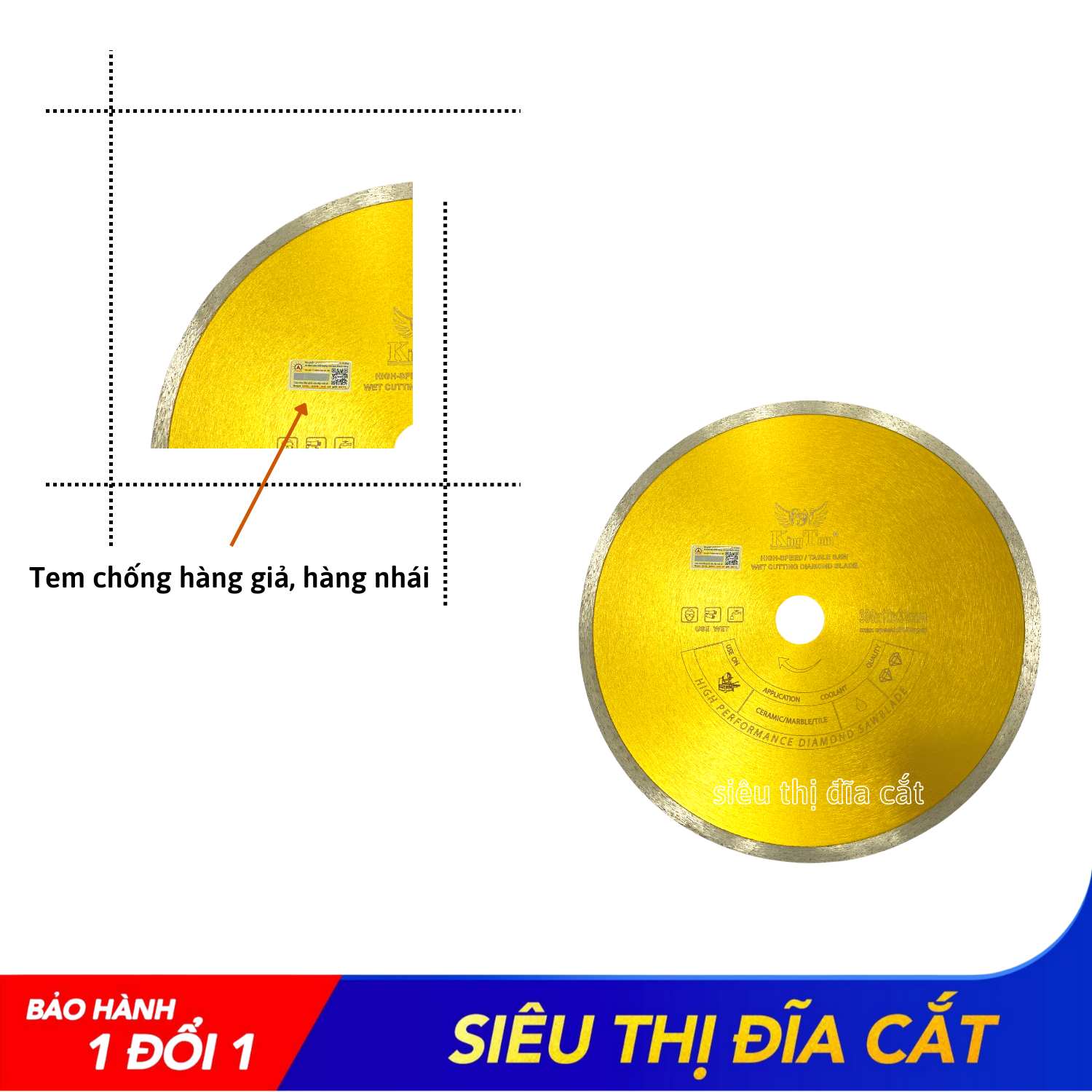 LƯỠI CẮT GẠCH MEN 300MM KINGTOM VÀNG ƯỚT - Chuyên Cắt Gạch Men, Bóng Kiếng