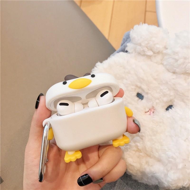 Vỏ Ốp Case dành cho Airpod Pro Chú Vịt Con Đáng Yêu chống va đập trầy xước có móc đeo