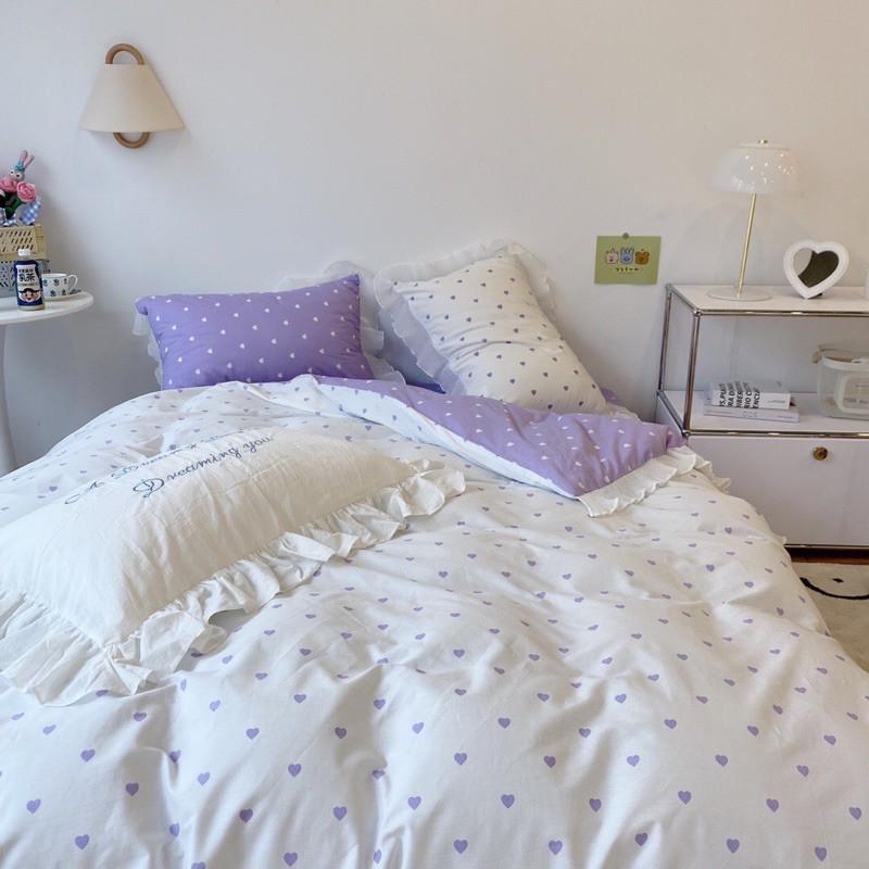 Set Cotton bèo 100%cotton Hàng Nhập Khẩu Cao Cấp 4 Món Tim Vàng Có Thể Sử Dụng Cả 2 Mặt Để Đổi Mới Không Gian Phòng