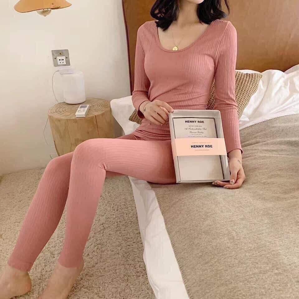 BỘ GIỮ NHIỆT NỮ LEN TĂM HÀNG VNXK
