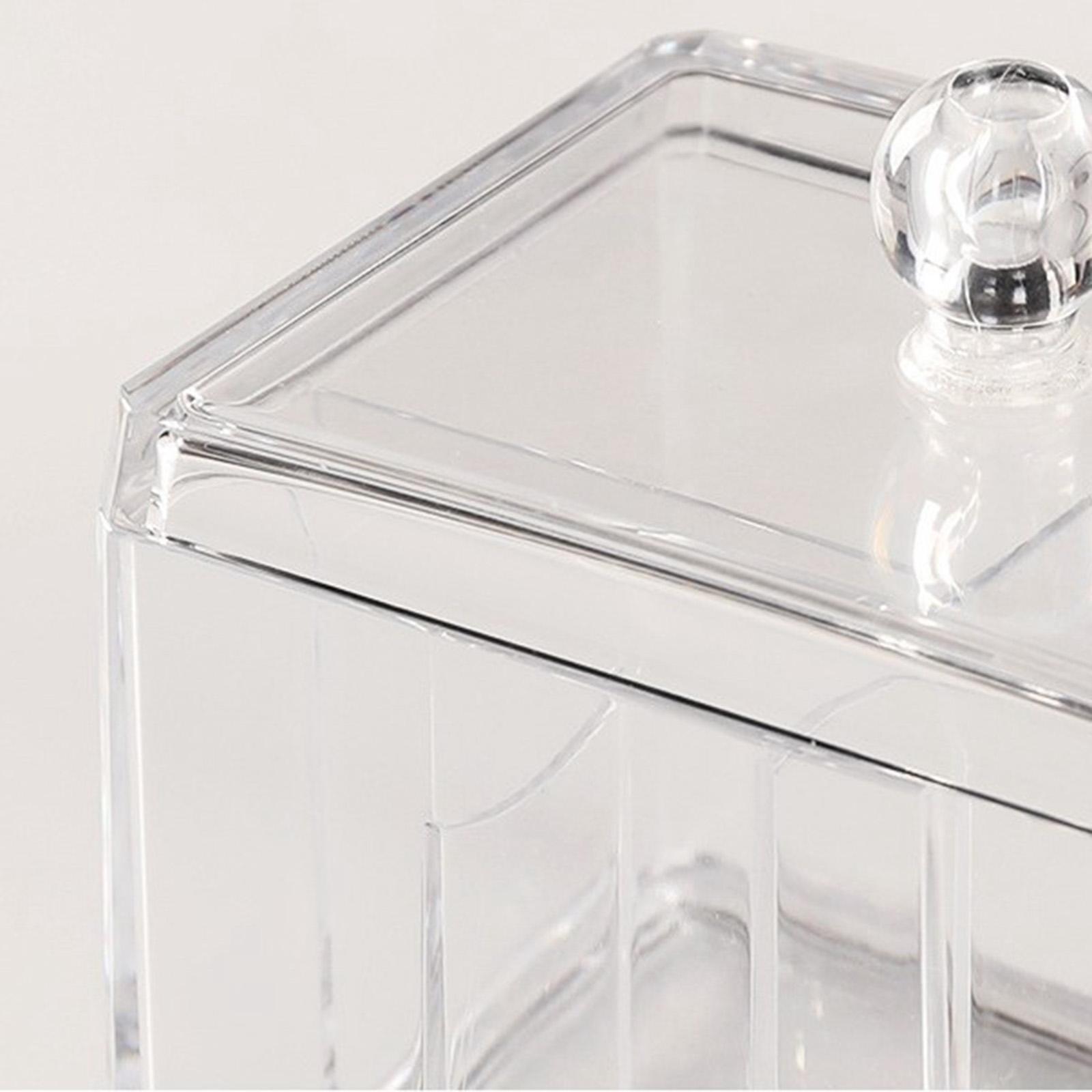 4-Grid Cotton Pads Swab Holder Container Case with Lid Easy to use