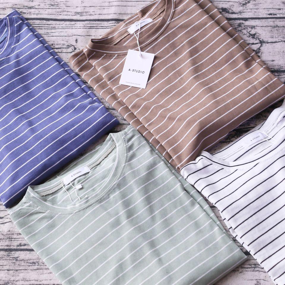 ÁO SWEATERSHIRT SỌC NGANG TAY BỒNG DÁNG RỘNG