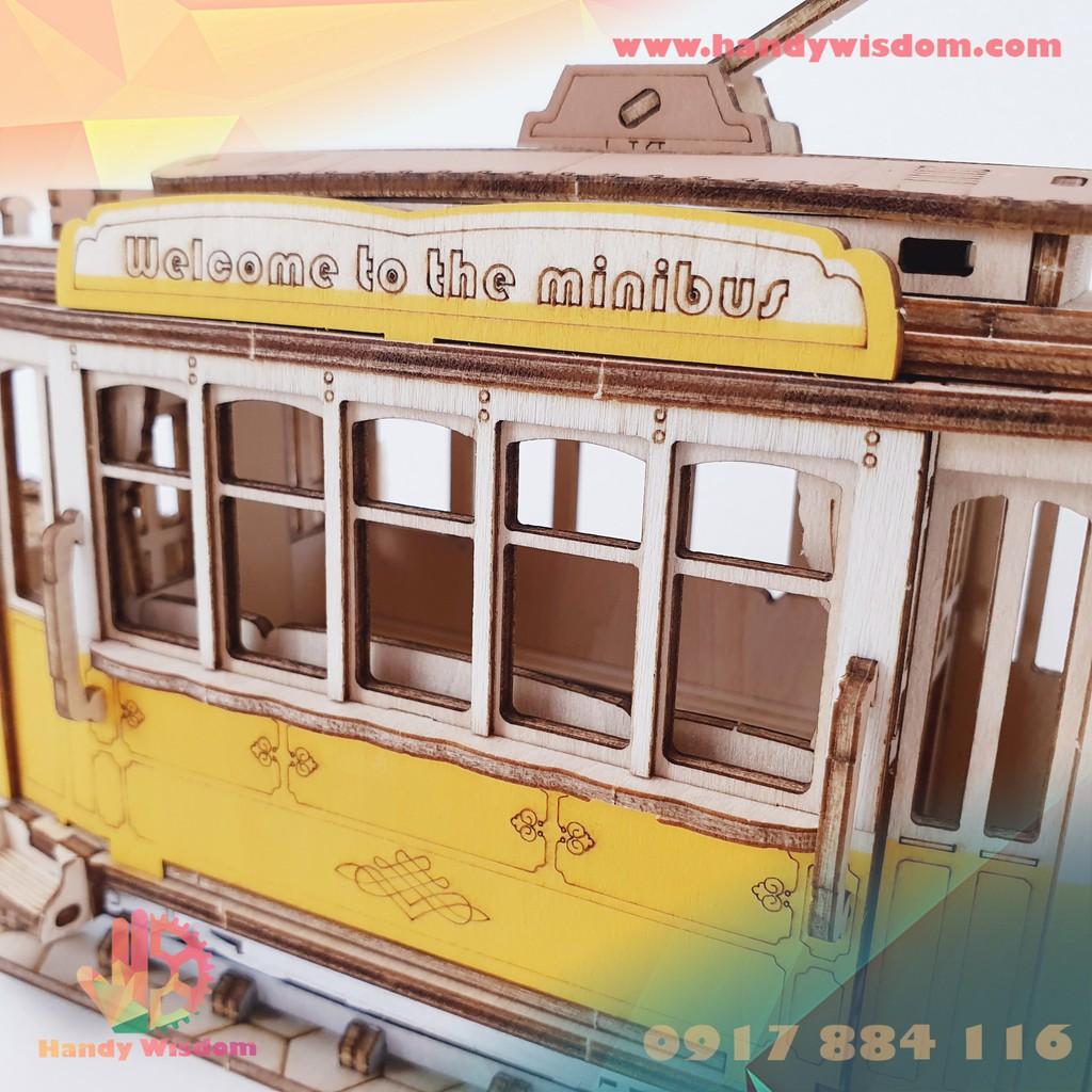 Mô hình lắp ghép gỗ Rolife - Xe buýt điện - Robotime Tramcar TG505