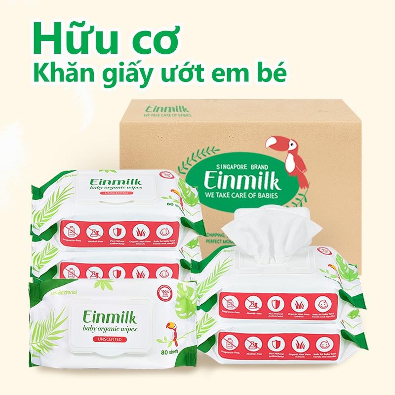 [Einmilk.ân ninh]Khăn giấy ướt hữu cơ Einmilk 80tờ một gói ,không mùi dành cho bé