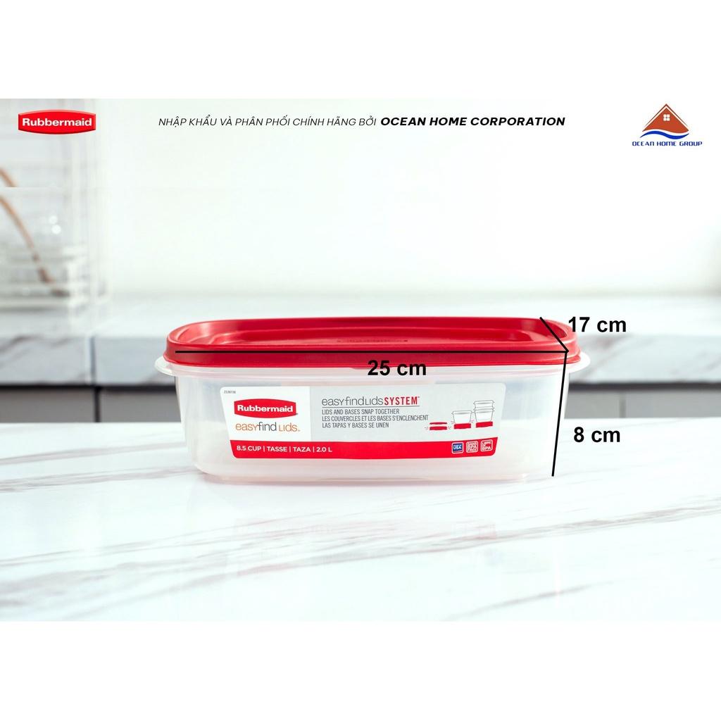 Hộp nhựa đựng thực phẩm nắp đỏ Rubbermaid USA size 2L