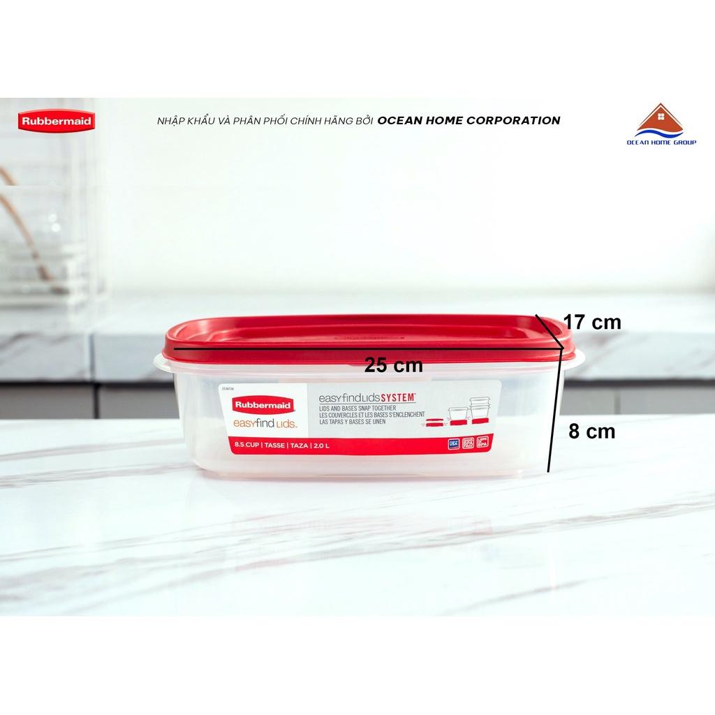 Hộp nhựa đựng thực phẩm nắp đỏ Rubbermaid USA size 2L