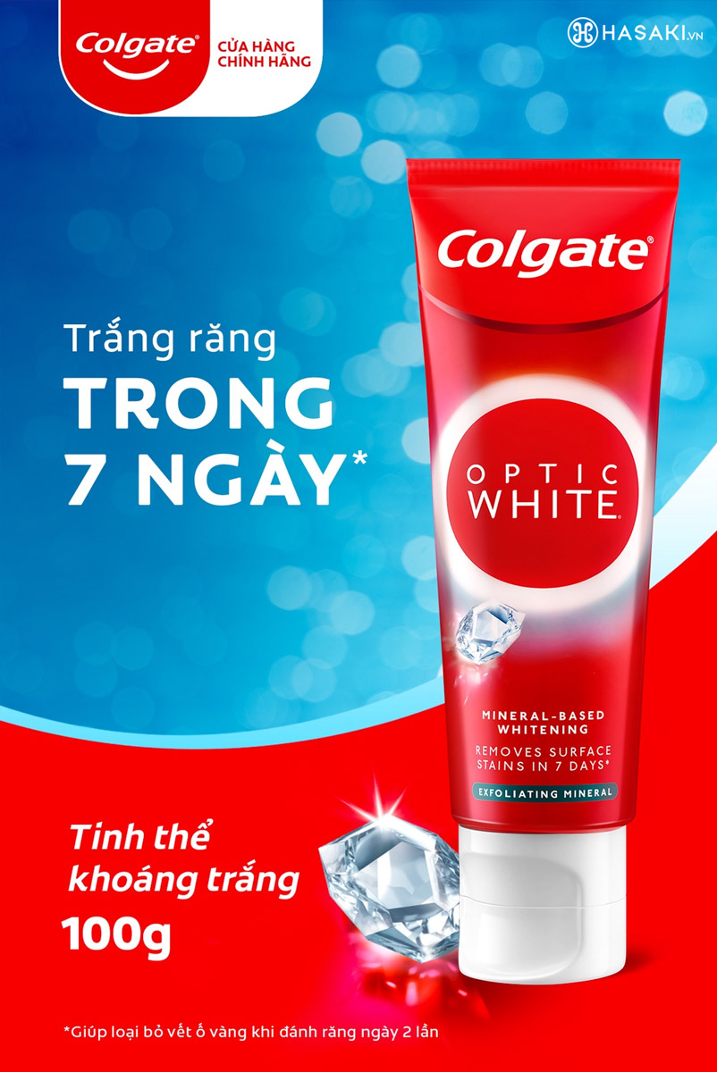 Kem đánh răng Optic White trắng răng từ khoáng trắng 100g