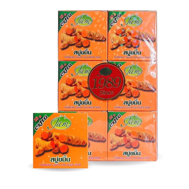 Xà Phòng Nghệ Thái Lan JAM Turmeric Gluta Collagen Soap Bộn 12 Cục