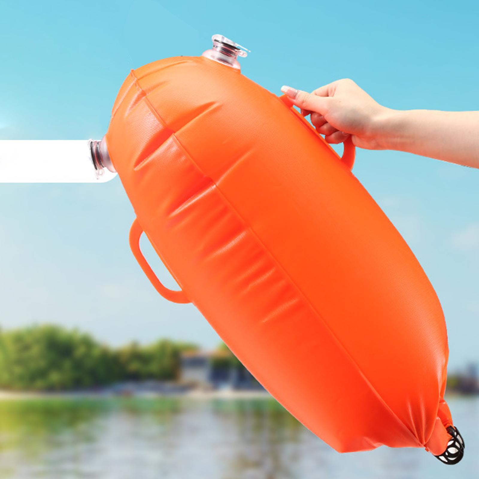 Inflatable Swim Buoy Swim Safety Float Waterproof Bag Swim Training Swimming Tow Bag Floating Bag for Outdoor Swimming Surfing Kayak Diving