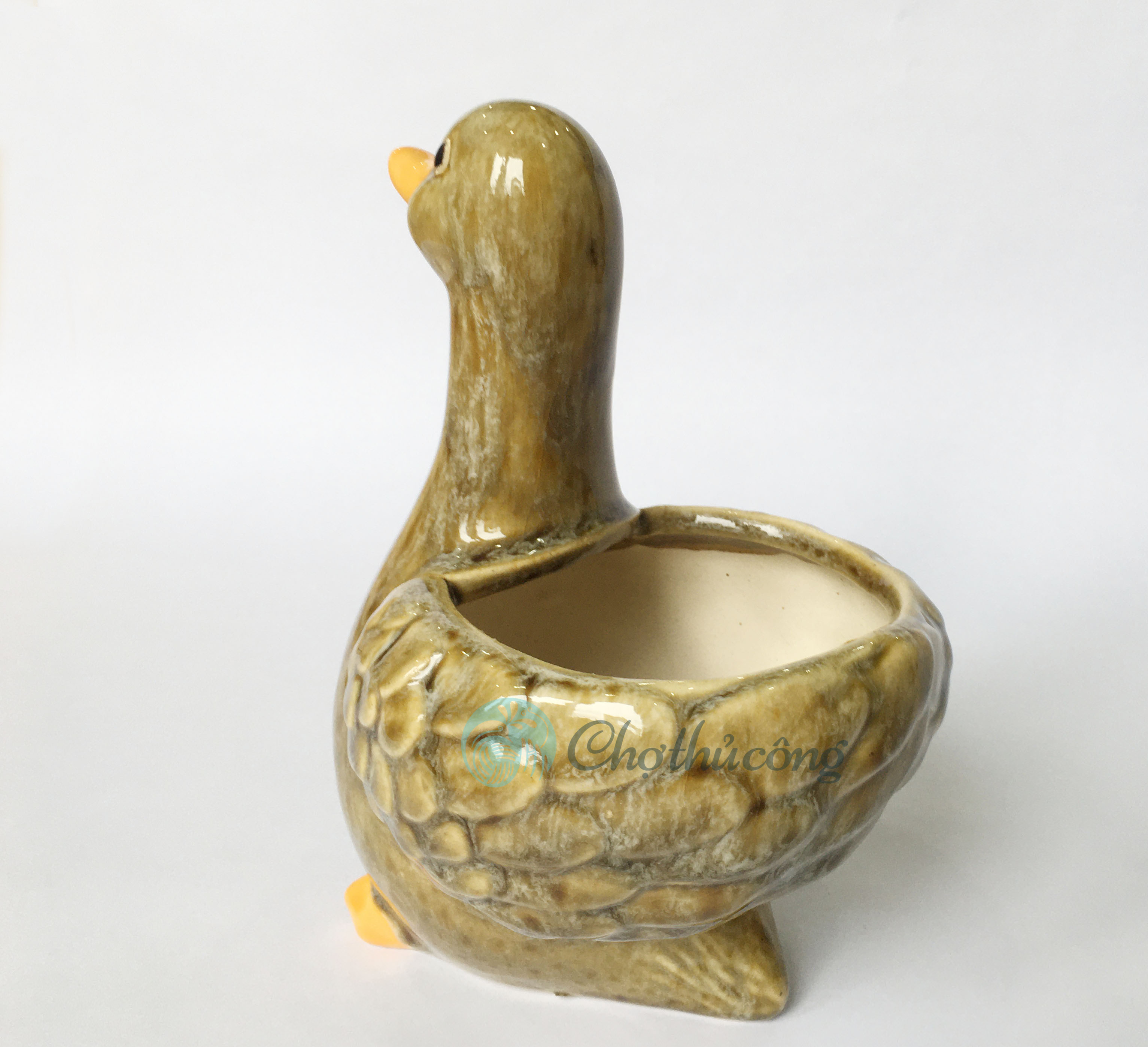 Vịt gốm tráng men - Chậu tượng gốm xinh xắn có lỗ dùng trồng cây, trang trí, decor sân vườn