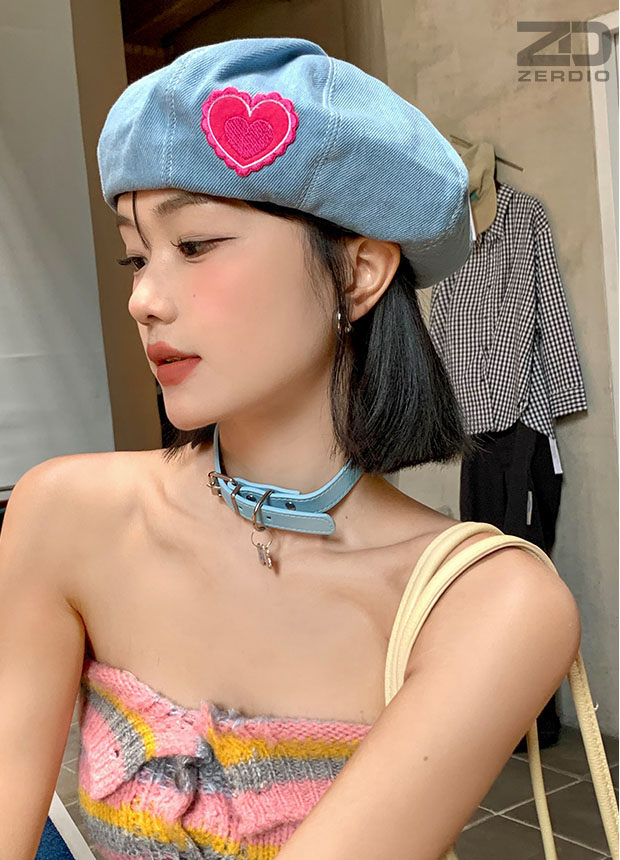 Mũ Nồi Nữ Denim, Nón Beret Phong Cách Hàn Quốc MNN014