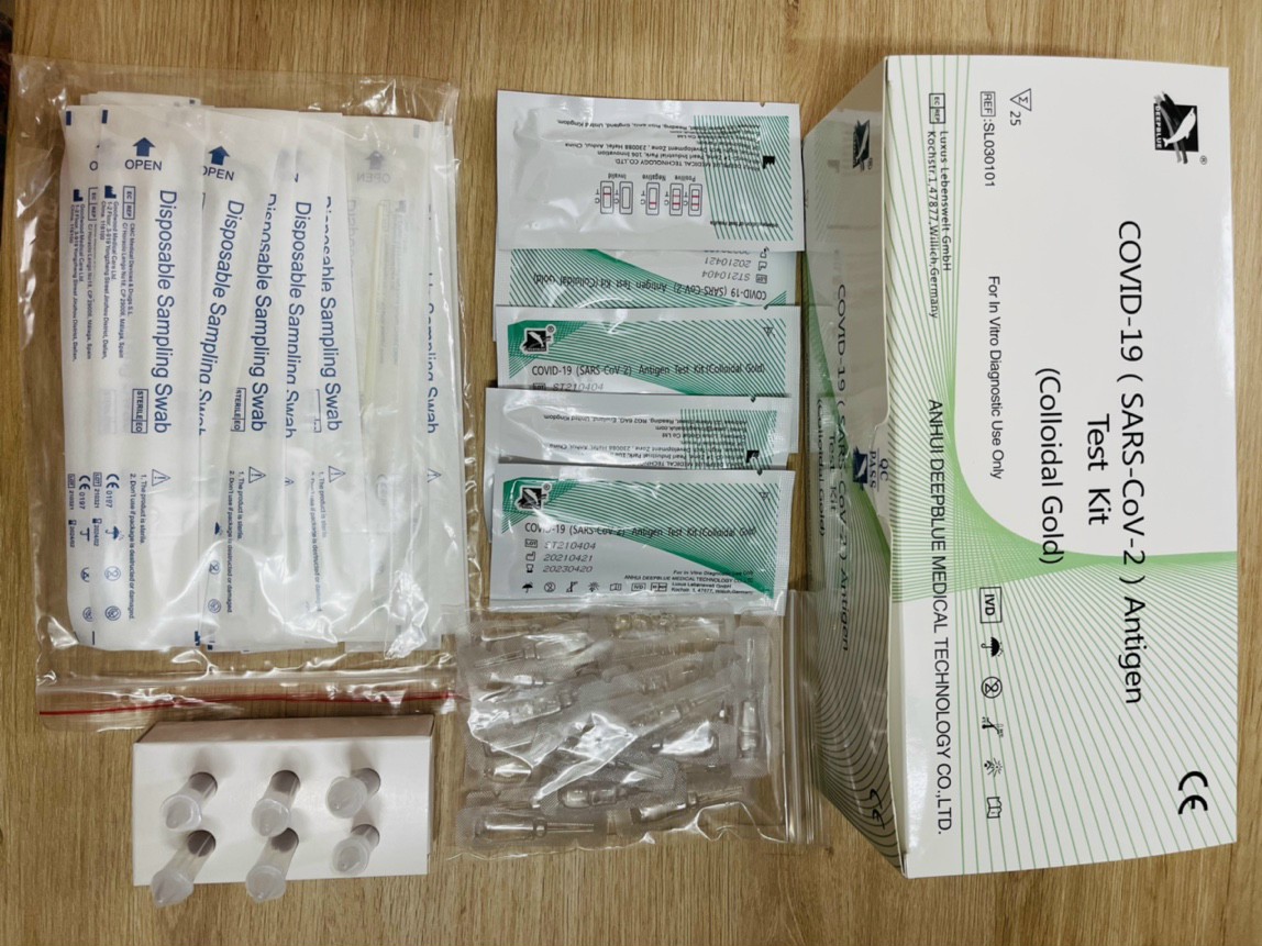 Combo 2 Kit test nhanh Covid-19 Colloidal Gold thương hiệu DeepBlue (2 bộ dành cho 2 người)