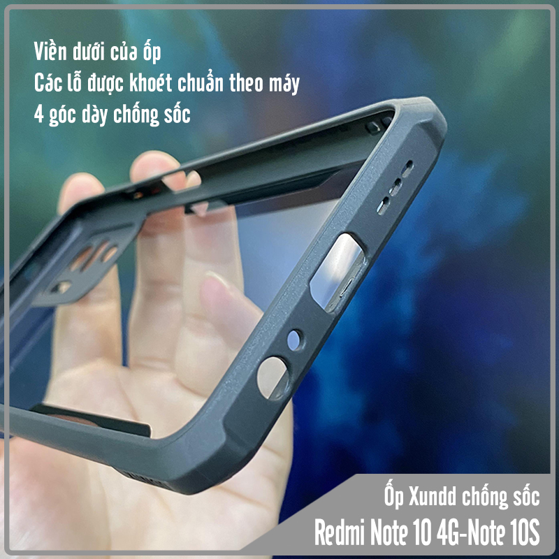 Ốp lưng cho Xiaomi Redmi Note 10S - Note 10 4G chống sốc trong viền nhựa dẻo XunDD - Hàng nhập khẩu