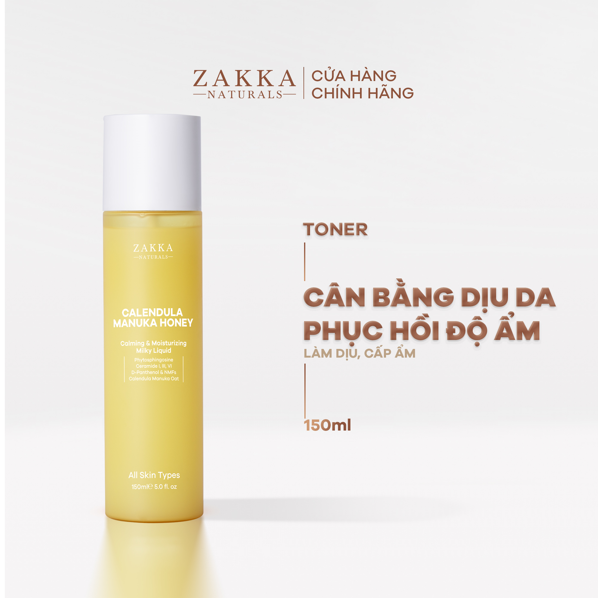 Sữa Dưỡng Không Dầu Dịu Da &amp; Phục Hồi Độ Ẩm Zakka Naturals Calendula Milky Liquid 150ml