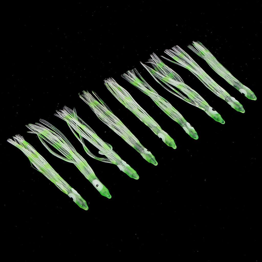 30pcs Artificial Squid Skirts Lures Saltwater Trolling Baits Green/Brown