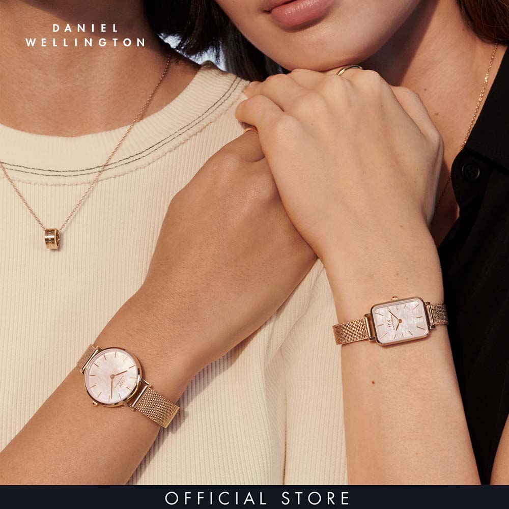 Đồng hồ Nữ Daniel Wellington dây Lưới - Quadro Pressed Melrose 20x26 mm DW00100510