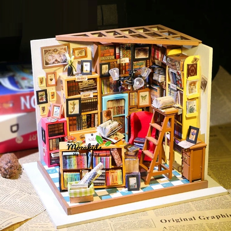 Đồ chơi lắp ráp gỗ 3D Mô hình Nhà DIY Doll House Sam's Study DG102