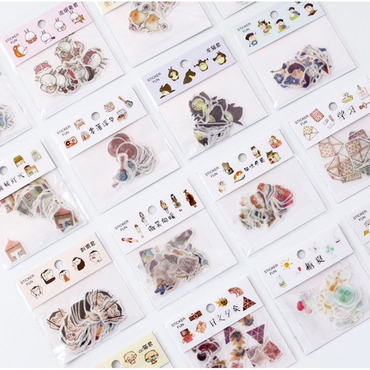 Bịch 32 Miếng Nhãn Dán Sticker Trang Trí Totoro Mèo