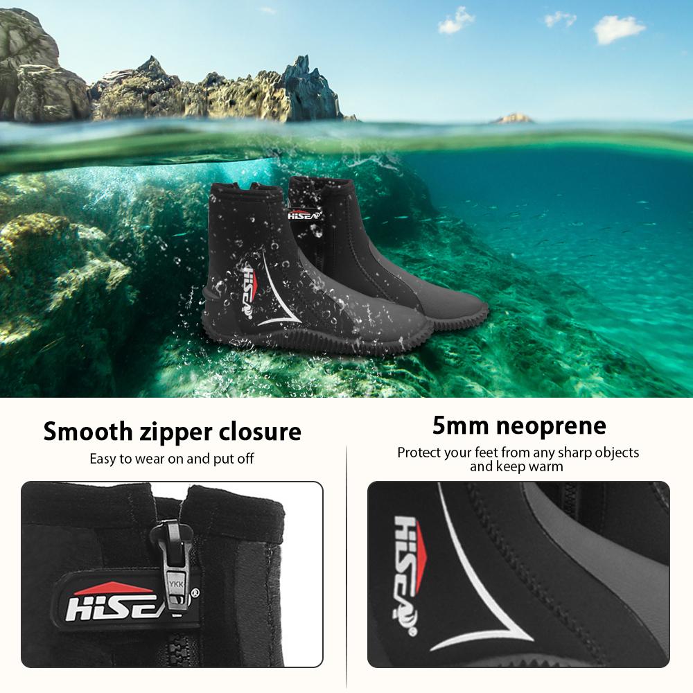 5mm Neoprene Dive Boots Wetsuit Boots with Side Zipper for Men and Women Snorkeling Scuba Diving