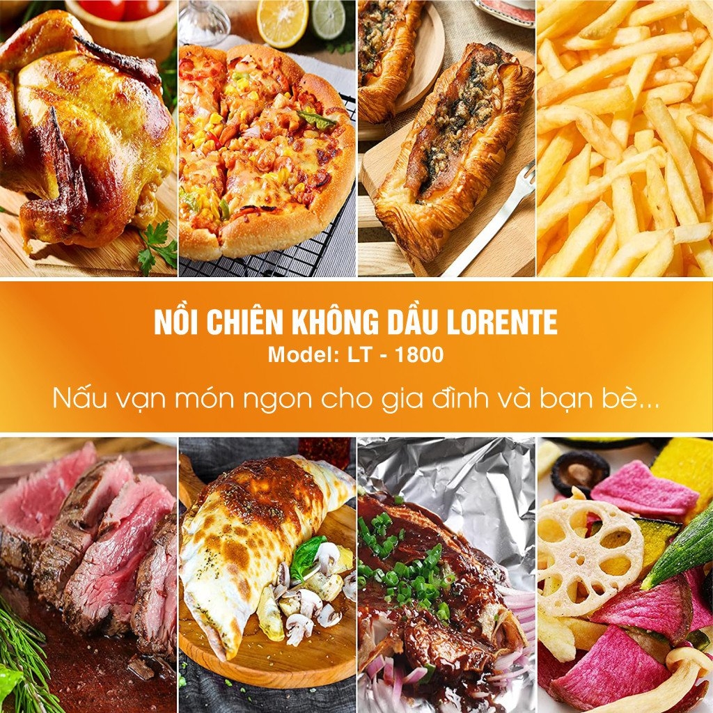 Nồi chiên không dầu điện tử dung tích lớn 18L Lorent-1800, nướng gà nguyên con-Hàng chính hãng