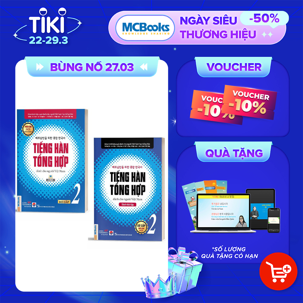 Combo Tiếng Hàn Tổng Hợp Sơ Cấp 2 Dành Cho Người Việt Nam Bản In Màu - Học Kèm App