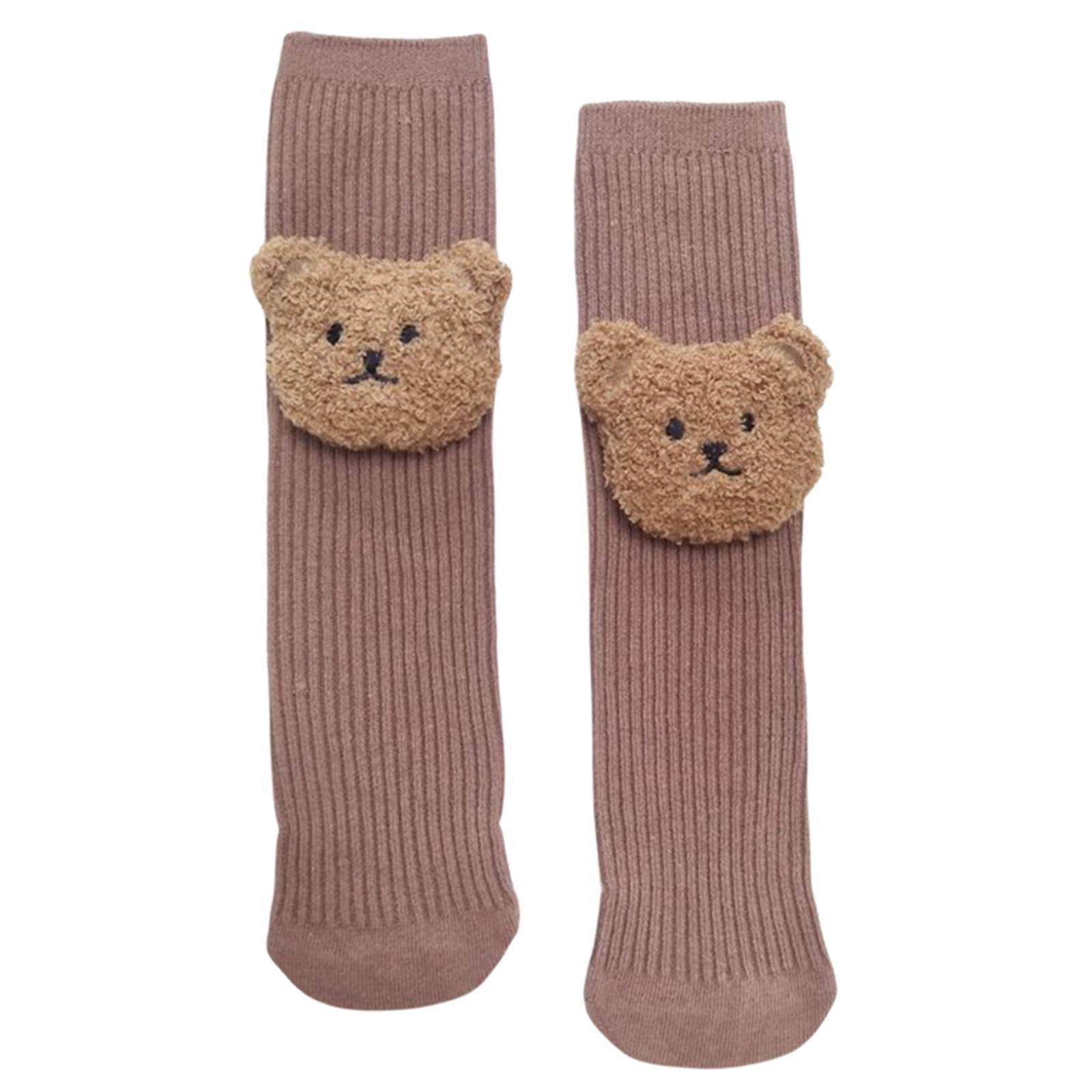 2 Pairs Thickened Baby Socks 3D Bear Cartoon Cotton for Boys Girls Infant