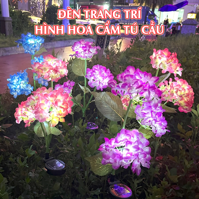 Đèn Trang Trí Năng Lượng Mặt Trời Hoa Cẩm Tú Cầu, Pin 600mAh, Sử Dụng Liên Tục Lên Tới 10h - DA3005