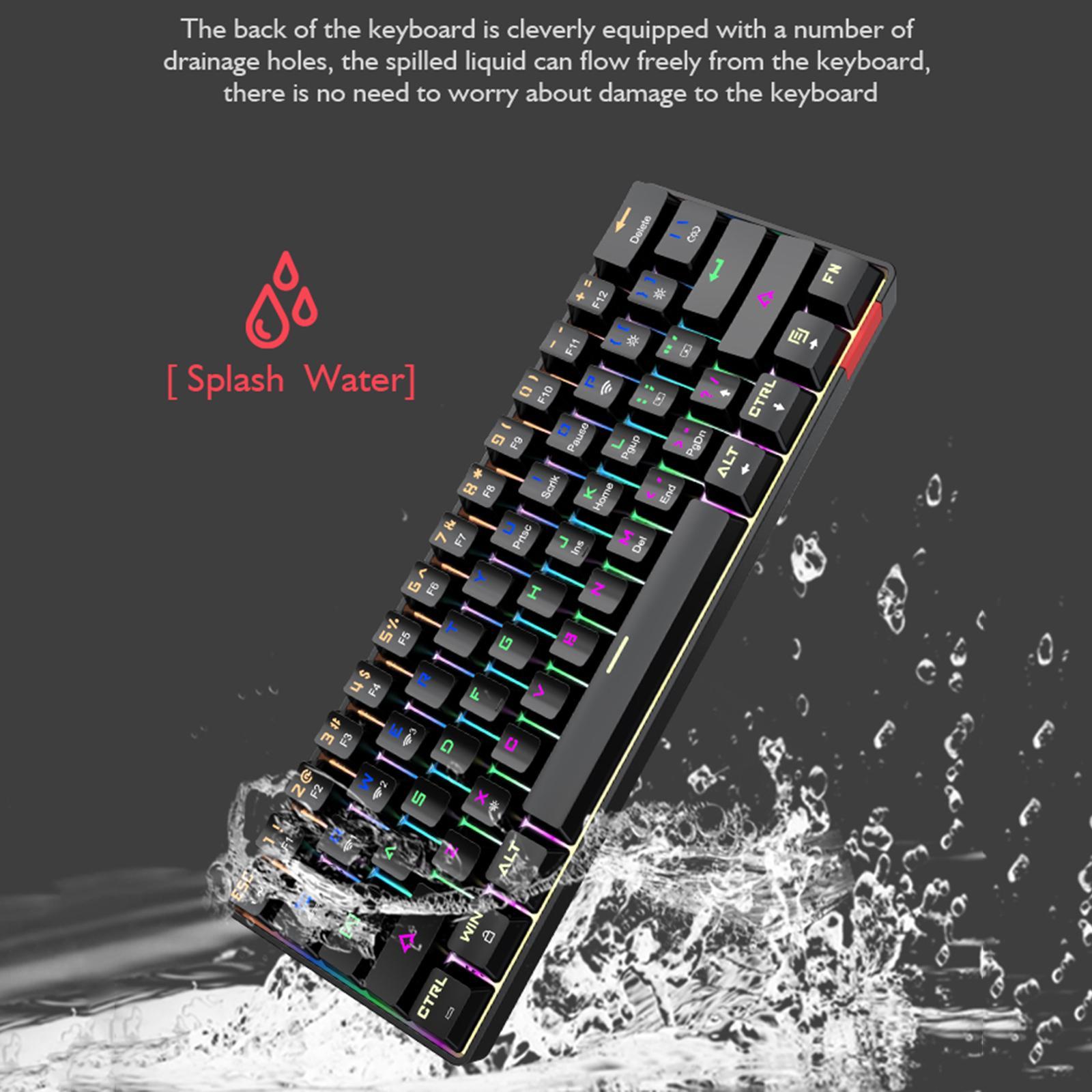 DIK61 Wireless 60% Mechanical Gaming Keyboard, Compact Bluetooth Mechanical Keyboard Blue Switches, 61 Keys, Compatible for Multi-Device Connection