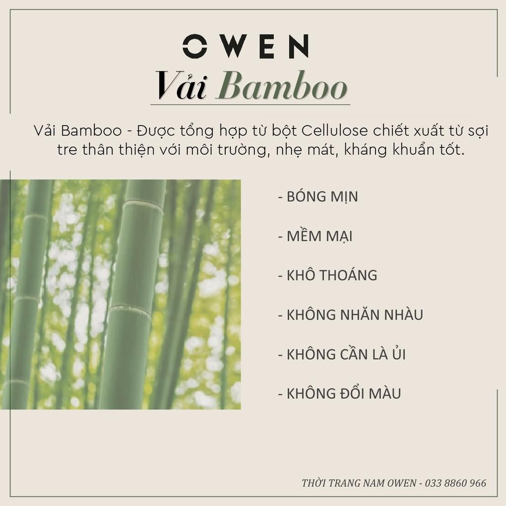 OWEN - Aó sơ mi ngắn tay Owen chất sợi tre kẻ xanh 90020
