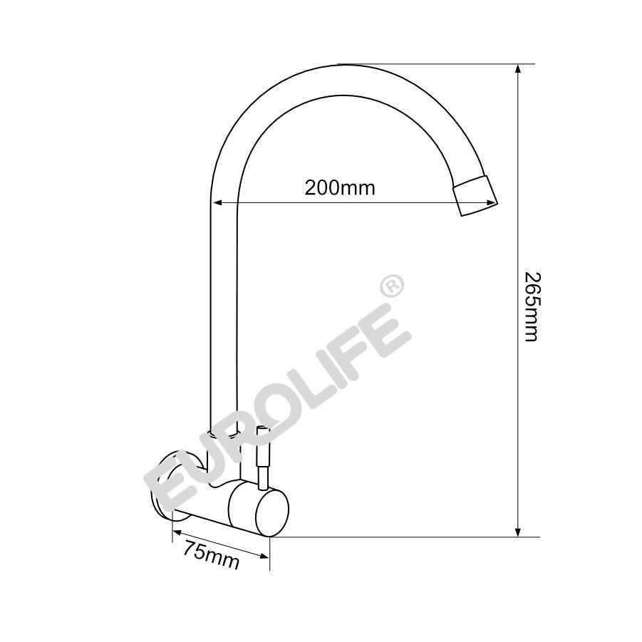 Vòi rửa chén lạnh âm tường Inox SUS 304 Eurolife EL-RC08 (Trắng vàng)
