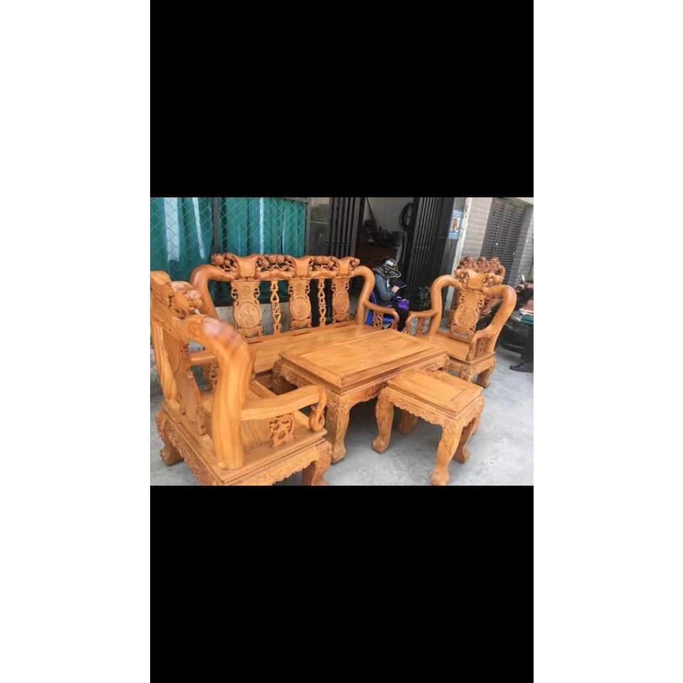 Bộ bàn ghế Minh Quốc Đào tay 12 gỗ sồi Nga