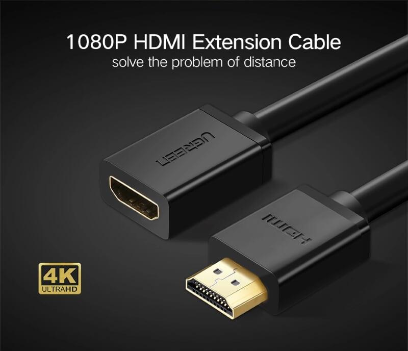 Ugreen 10146 5M màu Đen Cáp tín hiệu HDMI nối dài hỗ trợ 4K x 2K Ugreen HD107 - Hàng Chính Hãng