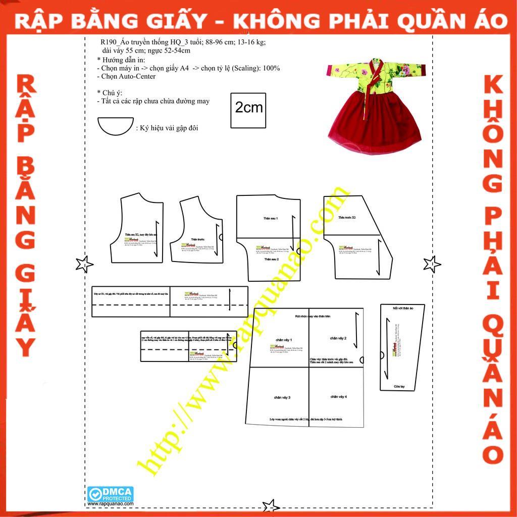 Rập giấy A0 hanbok cách điệu mã R190 (BẢN VẼ)