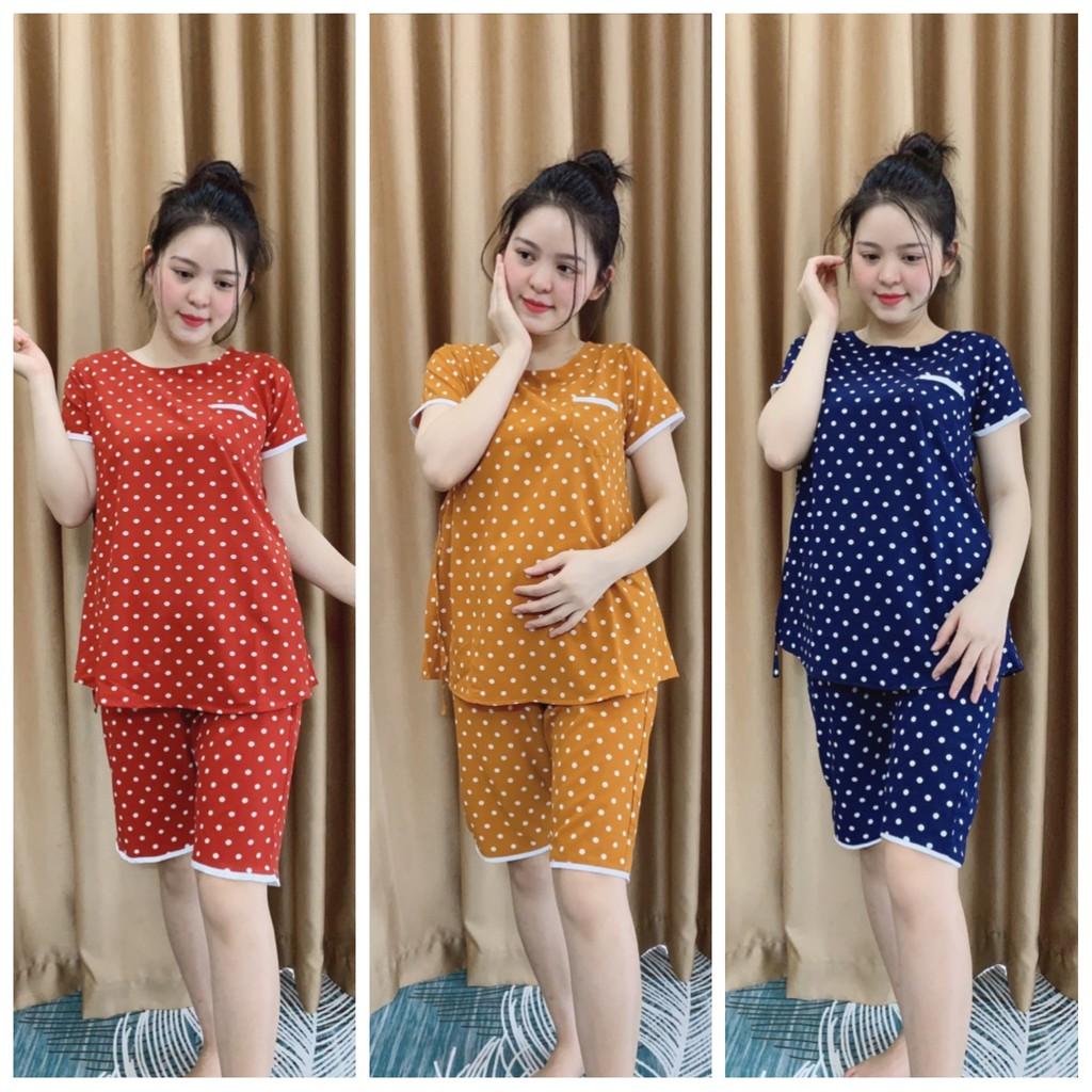 Bộ đồ bầu sau sinh mặc nhà Hàn Quốc, chất cotton, thoáng mát, tiện cho mẹ ty, size to