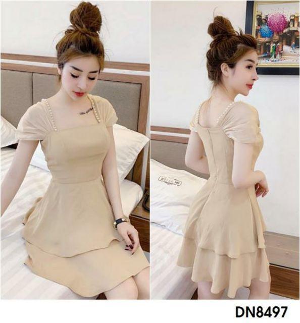 Đầm xòe tay voan đính hạt châu