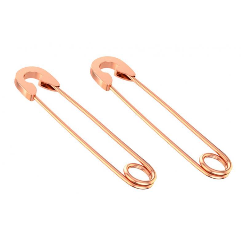 2xStylish Earrings Punk Safety Pin Earrings Ear Piercing Jewelry Rose Gold