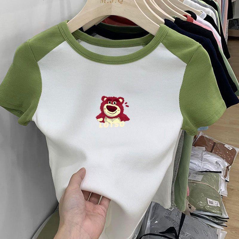 Áo Phông Nữ Cộc Tay Baby Tee Nữ Thêu Gấu