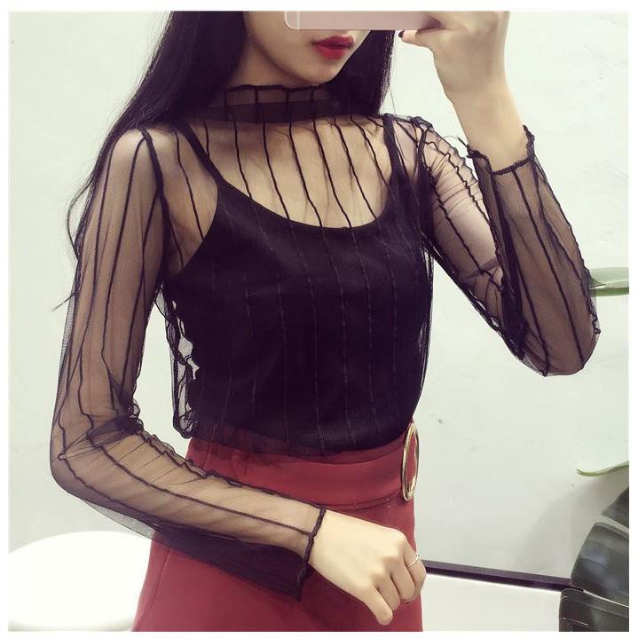Áo lưới sọc dọc sành điệu