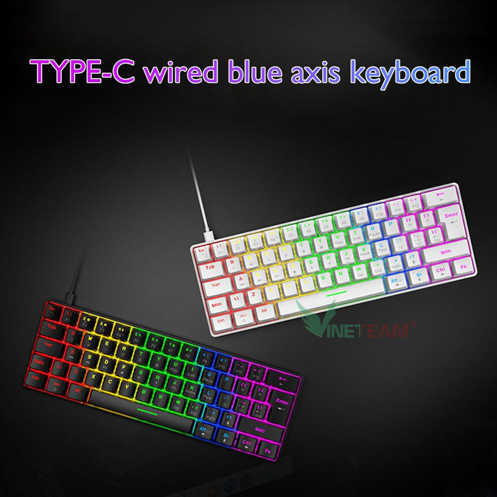 VINETTEAM Bàn Phím Cơ Mini Gaming Ziyoulang T60 Blue Switch Led Raindbow 62 Phím RGB 18 Chế Độ Khác Nhau Chơi Game Dùng Văn Phòng Cực Đã Tương Thích Với Laptop PC Máy Tính - Hàng Chính Hãng