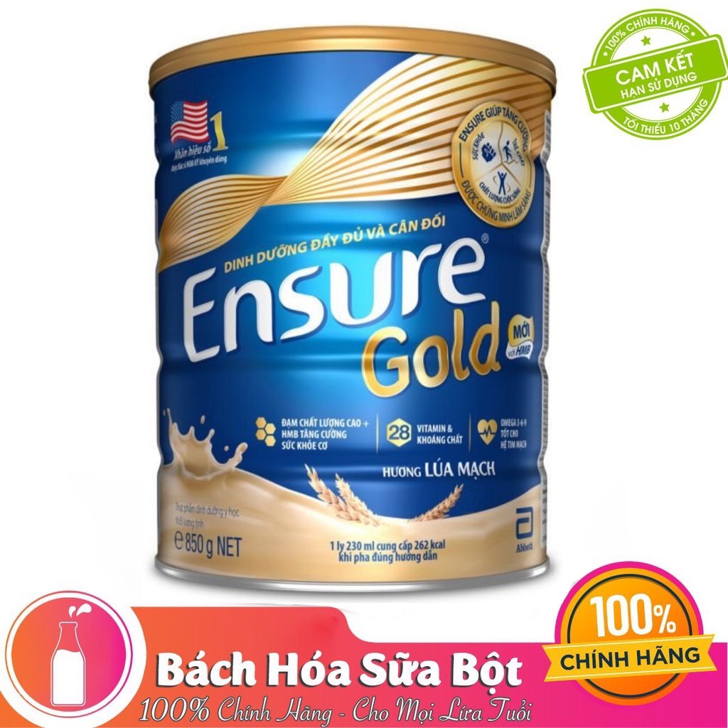Sữa Bột Abbott Ensure Gold Hương Lúa Mạch - 850g