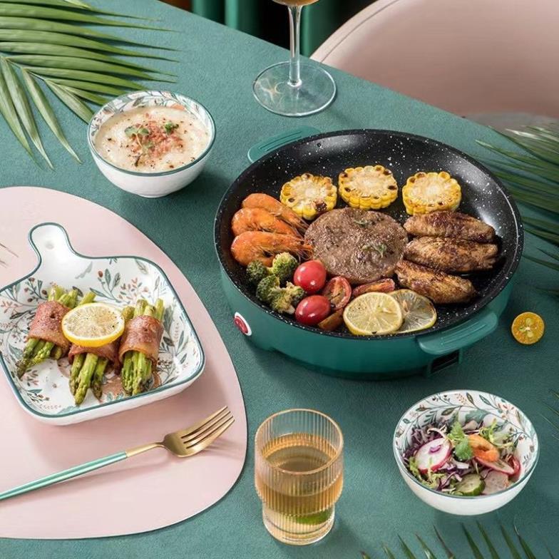 Bếp Nướng Điện Shanban 26cm, Chảo Nướng Không Khói 600W, Chống Dính Đa Năng, BBQ Tại Nhà