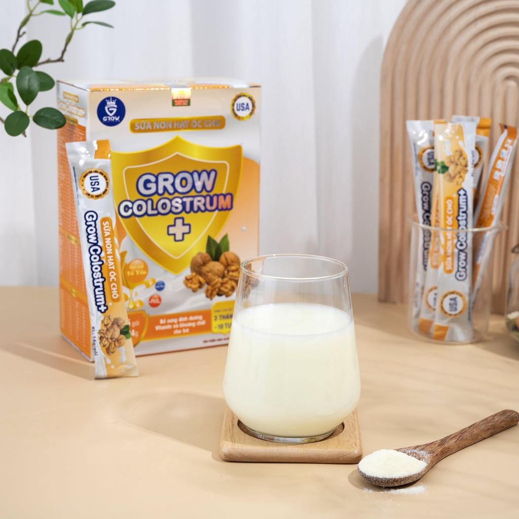 Combo 2 Hộp Sữa Non Hạt Óc Chó Grow Colostrum Hộp 25 gói x 14g Bổ Sung Trí Não,Tăng Trí Thông Minh