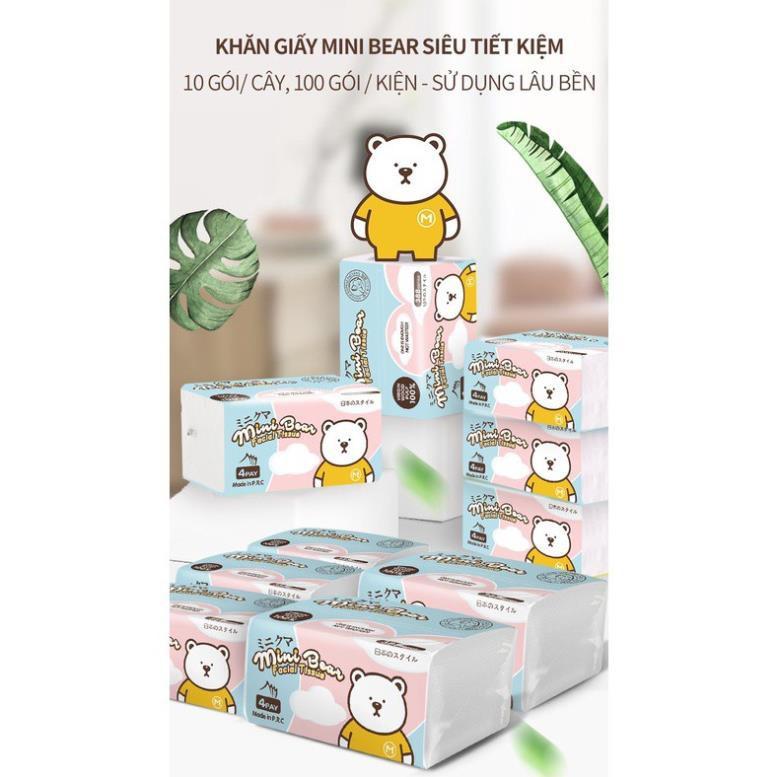 Lốc 10 Gói khăn giấy rút Minibear Nhật 300 tờ, chuyên dùng cho mẹ và bé.